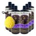 Raw Black Soap 32 Ounce Moisturizing Natural African Black Soap Bundled With Bath Sponge Black Body Soap With Shea Butter Multi-Purpose Sulfate Paraben-Free Pack Of 6