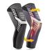 Full Leg Compression Sleeve 4 Pair Long Knee Braces for Women and Men Knee Support with Non Slip Silicone for Sports Running XX-Large Black