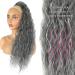 Jolelyne Gray Wavy Drawstring Ponytail Extension - Long Curly Synthetic Hair Clip In for Black Women - 28inch Grey Ponytail Extensions - Buy Online on GoSupps.com