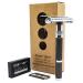 Parker 96R - Long Handle Butterfly Open Safety Razor & 5 Parker Premium Platinum Double Edge Razor blades