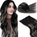 Laavoo black real hair Extensions clip in ombre 105g/7 pieces 45cm clips real hair extensions black ombre silver balayage black real hair clip hair extension twice. 1b/silver/1b 45cm-105g 3.4 #1b/s/1b