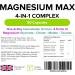 Lindens - Magnesium Max 4-in-1 Complex 90 Caps - 1 a Day UK Made - Muscle Support Bone Health & Energy Boost - Magnesium Glycinate Citrate Malate & Taurate - Letterbox Friendly Vegan - Buy Online on GoSupps.com