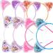 Fishdown Cute Cat Ears Headbands Set for Girls Plastic Headbands for Non-slip Transparent Cat Ears Headbands Quicksand(7pcs Per Pack Each Color 1pcs) Color-1