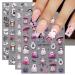 5D Halloween Nail Stickers 4 Sheets 5D Self-Adhesive Embossed Purple Nail Decal Ghost Pumpkin Nail Art Decoration Design Supplies
