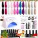 Beetles 12 Colors Gel Nail Polish Starter Kit with 48W UV LED Nail Lamp Gel Nail Kit Base Gel Top Coat Nude Pink Black White Red Blue Gel Polish Glitter Powder DIY Nail Art Manicure Kit 12 Gel Nail Kit