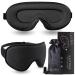 3D Sleep Eye Mask Blackout Sleeping Mask Sleep Mask for Men/Women Luxury Face Mask Noise-Blocking Ear Plugs and Cover Airplane Travel Essentials Black.