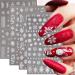 4 Sheets Christmas Nail Art Stickers White Glitter Snowflakes Nail Decals Self-Adhesive Nail Sticker Manicure Tips DIY Christmas Nail Art Design Nail Decorations for Women Girls