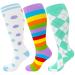 WHOTAY Plus Size Compression Socks Wide Calf for Women 20-30mmhg 2xl 3xl 4xl 5xl diabetic circulation breathable for nurse varices Green-3pairs XX-Large