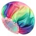 mikimini Shower Cap for Women Long Hair Double Layer Waterproof Large size Reusable Washable No Smell Rainbow Fashion Shower Cap X-Large Pack of 1 Rainbow X-Large (Pack of 1) Rainbow