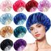 10 Pcs Satin Silk Bonnet for Sleeping Hair Bonnets for Women Curly Natural Hair Double Layer Reversible Adjustable Large Sleeping Caps for Hair Protection  10 Colors