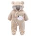 puseky Newborn Baby Cartoon Bear Snowsuit Winter Coat Fleece Hooded Footed Romper Jumpsuit Unisex Baby Winter Clothes Bodysuit 6-9 Months Khaki