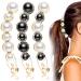 3 Pcs Pearl Banana Hair Barrettes Artificial Pearl Rhinestone Banana Clips Acrylic Banana Hair Clips Elegant Ponytail Hair Barrettes Hair Accessories for Women Girls Thick Fine Hair