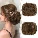 Sofeiyan Short Combs Messy Bun Hair Piece Wavy Curly Hair Extensions Bun Piece Drawstring Ponytail Chignon Combs Clip in Hairpieces for Women Light Golden Brown