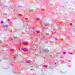 Briskbloom 60g Flatback Pearls and Rhinestones for Crafts, 3620PCS 2mm-10mm Mix Pearl Rhinestones for Nails Face Art Tumblers, Flatback Rhinestones and Half Pearls, with Tweezers Wax Pen, White|Pinks Pink Marshmallow Blend | Mix White | Pinks