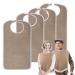 Pozico 4 pieces of bibs for adults seniors re -pathous adjustable waterproof terry tereas easy to clean with crumbly catcher unisex clothing protection for mother father brown