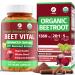 1 Body Beet Vital Organic Beetroot Capsules for Circulation Energy & Stamina Nitric Oxide Booster Beets Supplements with 1360mg Beetroot Extract Vegan Non-GMO - Beet Root Supplements 60 Count