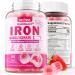 Iron Gummies 26mg - Iron Bisglycinate Supplement Filled Gummies with Vitamin C A B12 Folate & Beetroot for Support Blood Health Energy Immune - Iron Supplement for Women & Men Vegan Strawberry Flavor