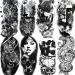 XIYOKA 72 Sheets Temporary Tattoos - 12 Large Black 3D Realistic Forearm Half Sleeve Tiger Lion Wolf Skeleton & Skull Halloween Fake Tattoos - Buy Online on GoSupps.com
