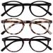 Opulize zen reading glasses 3 Pack Small round frame spring hinges scratch-resistant matt black light brown dark brown men women rrr24-1t2 +3.00 black / light brown / dark brown +3.00 diopters