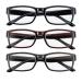 FILTRAL Pack of 3 Reading Glasses/Classic Unisex Reading Aid with Spring Hinges for Women & Men Black/Brown/Gray 1.5 Diopters
