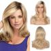 Kalyss Ladies Ombre Blonde Dark Brown Roots Long Curly Wavy Heat Resistant Synthetic Hair Wig for Women Blonde Wig with Bangs