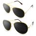 Allesoo grid glasses 2 pieces in stylish "pilot design" perforated glasses for eye training for relaxation and training lattice glasses with foldable ironing shape E color: gold/black