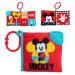 KIDS PREFERRED Disney Baby Mickey Mouse Soft Book  Black and White High Constrast Crinkle Plush  Boys and Girls Ages 0+  Stroller On The Go Clip and Teether