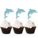Unimall Global 24PCs Glitter Blue Dolphin Cupcake Topper Sea issue Cupcake Picks for Babyarty Sea issue Birthday Celebration Decoration Accoration