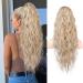 REECHO Ponytail Extension 26" Long Beach Wave Drawstring Pony Hair Extension Synthetic Pony Tail Hairpiece for Women - Medium Blonde