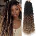 Karida 6 Packs Curly Faux Locs Crochet Hair 24 Inch Deep Wave Braiding Hair With Curly Ends Crochet Goddess Locs Synthetic Braids Hair Extensions (OM1B/30/27#) 6 Bundle 24 Inch (Pack of 6) OM1B/30/27#
