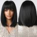 Testar 14 inch black wigs for women short black bob peruck with pony natural hair synthetic heat -resistant wig color hair wig