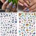 YOSOMK Butterfly Nail Art Stickers Decals - Spring Blue Pink Purple 3D Self-Adhesive Nail Decals for Women and Girls - Acrylic Nails DIY Design - 6 Sheets - Buy Online on GoSupps.com