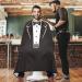 Visesunny Tuxedo Barber Cape with Black Bow Tie - Anti-Static Water-Resistant Hair Cutting Cape for Professional Salon Use - Buy Online on GoSupps.com