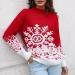 Shop Women's Oversized Reindeer Pattern Christmas Sweater - Cozy Round Neckline & Roll Collar - Ugly Christmas Sweater for Holiday Cheer - Buy Online on GoSupps.com