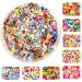 SUKPSY 1000 Pcs Mini Colorful Mixed Pattern Nail Art Slices Fruits Animals Flowers Nail Art Charms Stickers Decals for DIY Crafts Nail Art and Phone Case Decoration