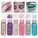 Owelth 6 pieces body glitter gel mermaid sequins chunky glitter liquid gel glitter face body glitter make -up for masquerade christmas festival party decoration long loading sparkling 6 bottles