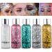Prreal Body Glitter Gel 5 Bottle Mermaid Sequins Chunky Glitter Liquid Gel Kit Long-Lasting Glitter Sequins Chunky Powder Gel for Festival Masquerade Birthday Makeup#White+Gold+Silver+Pink+Green 5PCs
