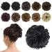 BARSDAR Hairpiece Hair Rubber Scrunchies Hair Bun Extensions for Women Ponytail Extensions Updo Curly Messy Bun - Darkest Brown Near Black 40g 2# - Darkest Brown Near Black