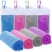 TowelTouch Cooling Towel Workout, Gym, Fitness, Golf, Yoga, Camping, Hiking, Bowling, Travel, Outdoor Sports Towel for Instant Cooling Relief (4 Packs) Blue/Rose Red/Gray/Purple