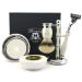 Haryali London Men's Shaving Set Pure Silver Tip Badger Hair Brush in Ivory Colour Set Includes Triple Edge Razor Holder Shaving Bowl and Soap Special Edition