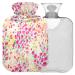 NAANLE hot water bottle with lid flowers watercolor transparent hot water bottle hot water bottle to relieve back pain hand feet warmer for neck heat and cold therapy 1 L