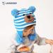 LANGZHEN Toddler Winter Hat Earflap Knit Cap Fleece Lined Beanie for Baby Boys Girls 1-2 Years - Blue & Beige Stripe Bear Design - Buy Online on GoSupps.com