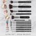 Nir Beauty 15-Part Vegan Make-Up Brush Set | Award-Winning Professional Brushes with Case Sponge Cleaner & Gift Box | Black & Silver - Buy Online on GoSupps.com