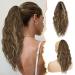 Claw Clip Ponytail Extensions BARSDAR Clip in Ponytail Extensions Claw Clip on for Women Long Curly Wavy Ponytail Synthetic Clip in Fake Pony Tail Hairpieces for Girls Daily Party (18'' Brown Blonde) 18 Inch Chocolate Brown with Caramel Blonde Highlights