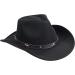 Classic Roll Up Fedora Cowboy Hat with Buckle Belt - Black Medium (22.4-22.8 inches) - Buy Online on GoSupps.com