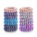 14 Pcs Women Ponytail Braid Hair Elastic No Crease Spiral Hair Ties, Girls Multi-color Waterproof Coil Hair Accessories (Medium Hair Ties) Mixed color