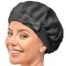 Seid hood - sleeping hood made of 100% mulberry lide breathable and customizable sleeping cap slippery silk hair hood night cap for curly hair with an elastic ribbon (black)
