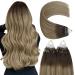Youngsee Microring Extensions Real Hair 1g Balayage 35cm Microring Hair Extensions Braun Balayage Blond Loop Extensions Real Hair Micro Extensions 50g/50s #3/8/25 CM-Micro 3-2- #3/8/22