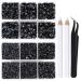 LPBeads 6400 Pieces Hotfix Rhinestones Black Flat Back 5 Mixed Sizes Crystal Round Glass Gems with Tweezers and Picking Rhinestones Pen Mix SS6-SS30 Black