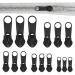15-part zippering repair set-Universal Metal Zipper Pulls and slide for quick and simple zip repairs on textiles and luggage zipper pull fixer (black)